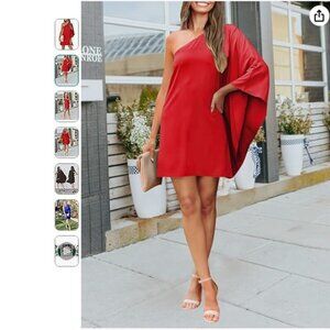 NEW! Beagimeg Women's Sexy One Shoulder Batwing Loose Mini Dress - Size Small